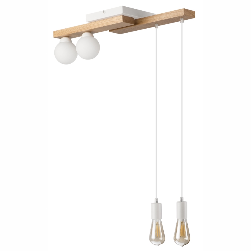 Chandelier on a string CORTINA 2xE27/15W/230V + 2xG9/5W/230V white/oak
