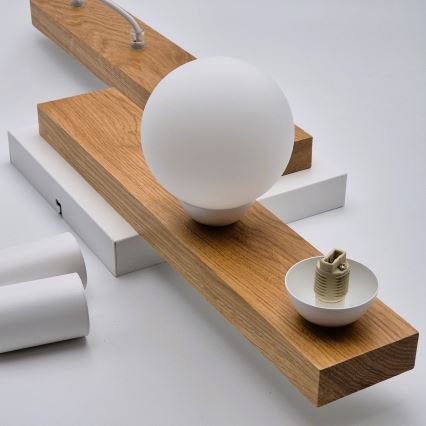 Chandelier on a string CORTINA 2xE27/15W/230V + 2xG9/5W/230V white/oak