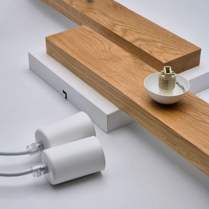 Chandelier on a string CORTINA 2xE27/15W/230V + 2xG9/5W/230V white/oak