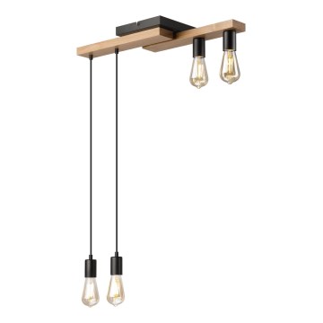Chandelier on a string CORTINA 4xE27/15W/230V black/oak
