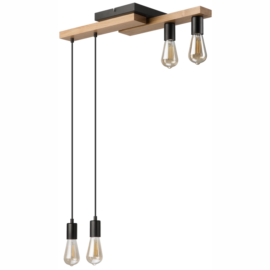 Chandelier on a string CORTINA 4xE27/15W/230V black/oak