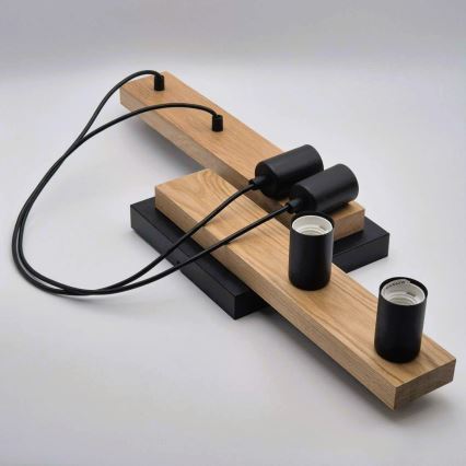 Chandelier on a string CORTINA 4xE27/15W/230V black/oak