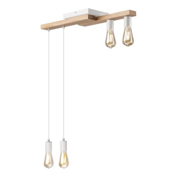 Chandelier on a string CORTINA 4xE27/15W/230V white/oak