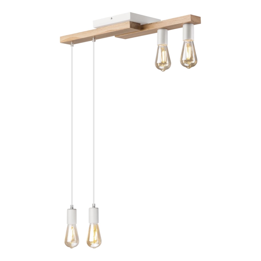 Chandelier on a string CORTINA 4xE27/15W/230V white/oak
