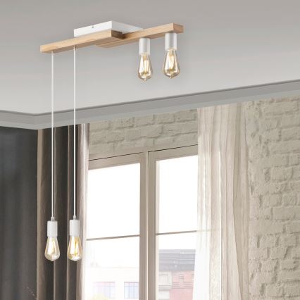 Chandelier on a string CORTINA 4xE27/15W/230V white/oak