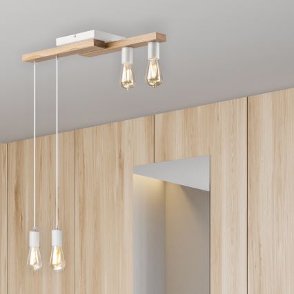Chandelier on a string CORTINA 4xE27/15W/230V white/oak
