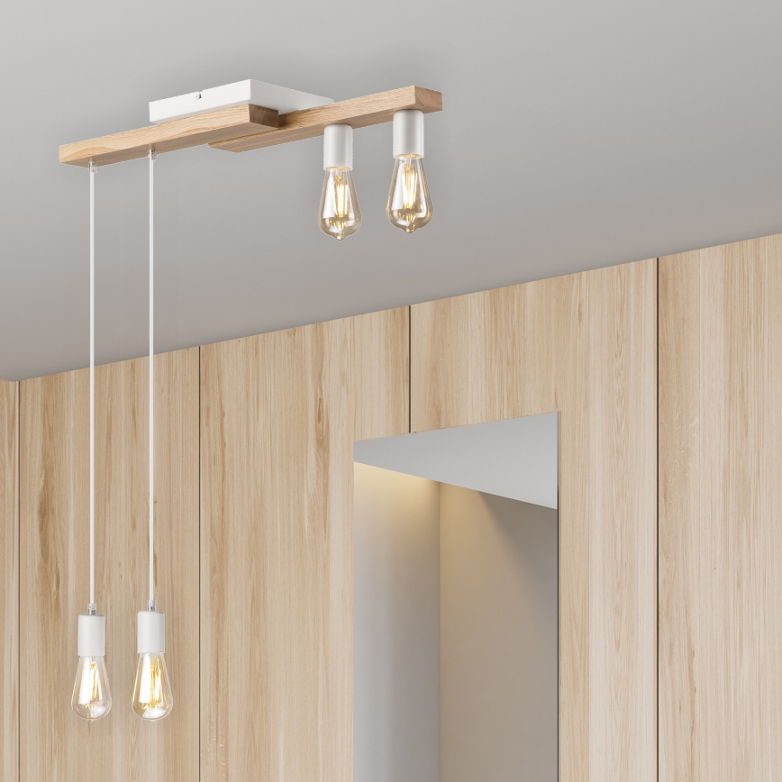 Chandelier on a string CORTINA 4xE27/15W/230V white/oak