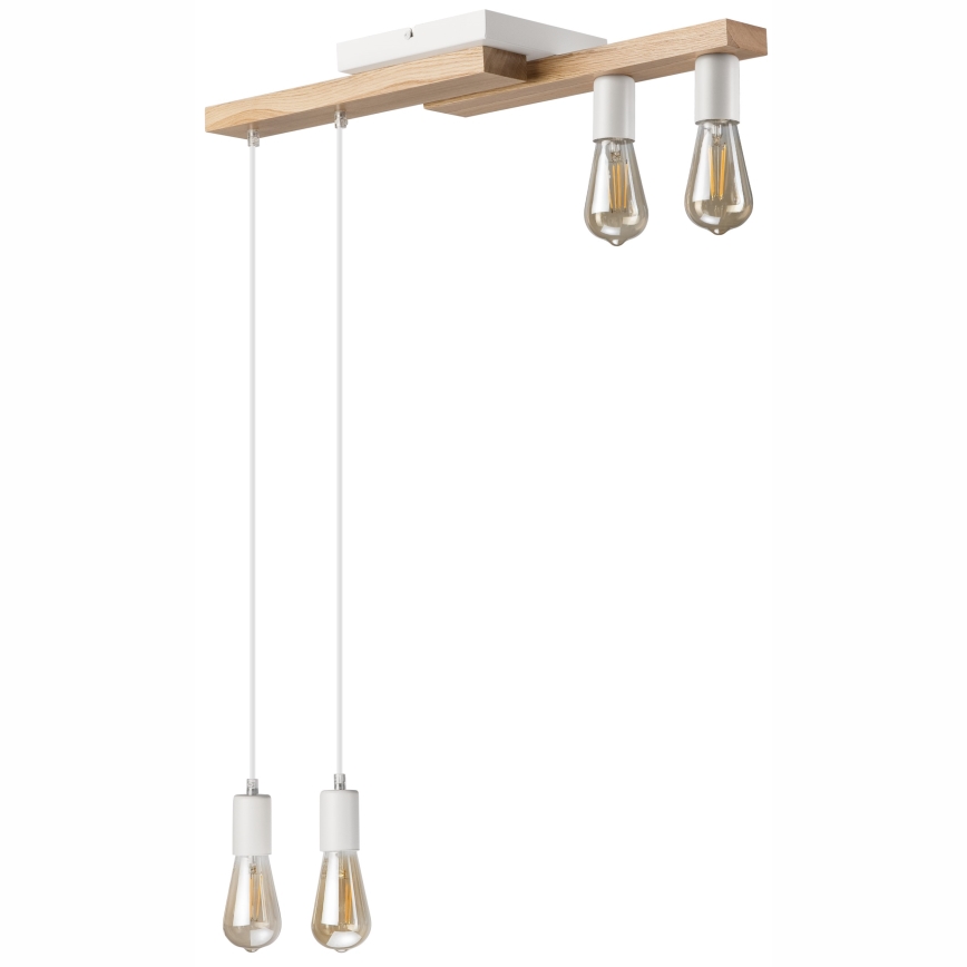 Chandelier on a string CORTINA 4xE27/15W/230V white/oak