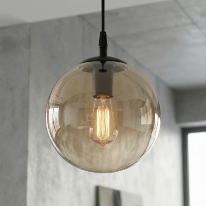 Chandelier on a string COSMO 1xE14/10W/230V d. 14 cm black/beige