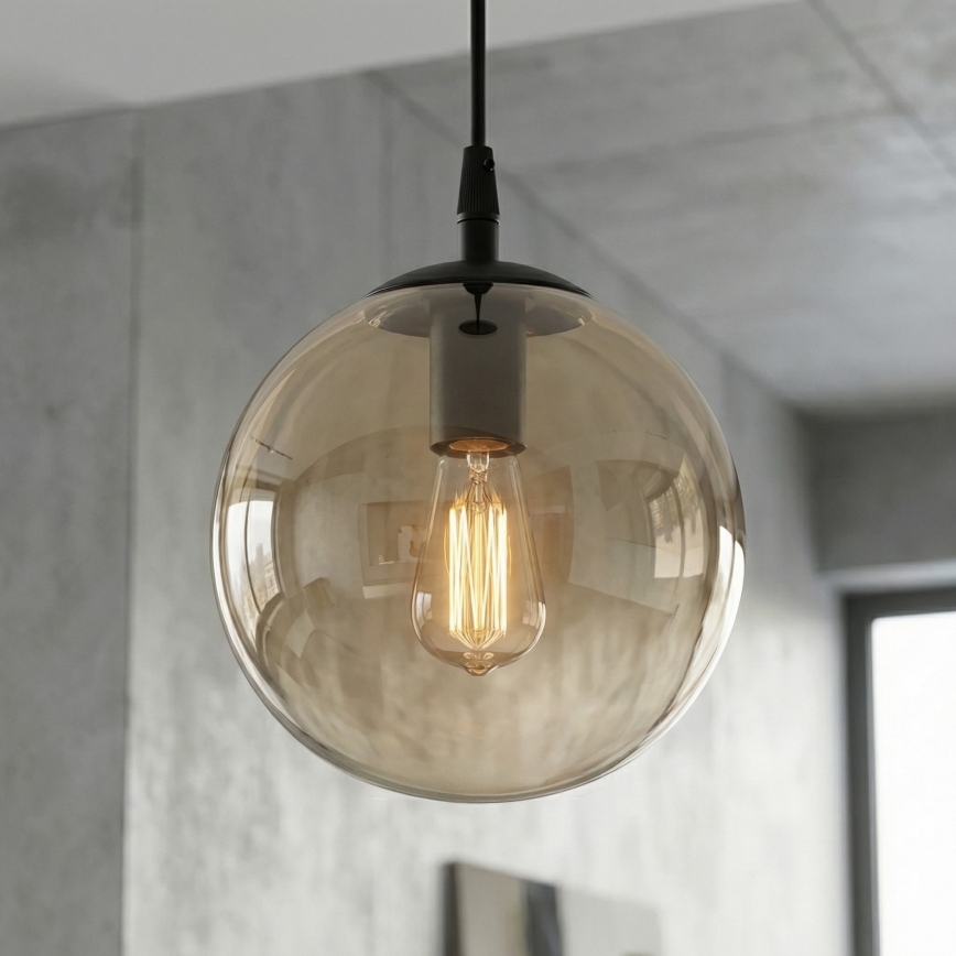 Chandelier on a string COSMO 1xE14/10W/230V d. 14 cm black/beige