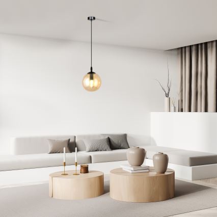Chandelier on a string COSMO 1xE14/10W/230V d. 14 cm black/beige