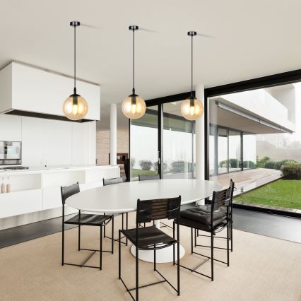 Chandelier on a string COSMO 1xE14/10W/230V d. 14 cm black/beige