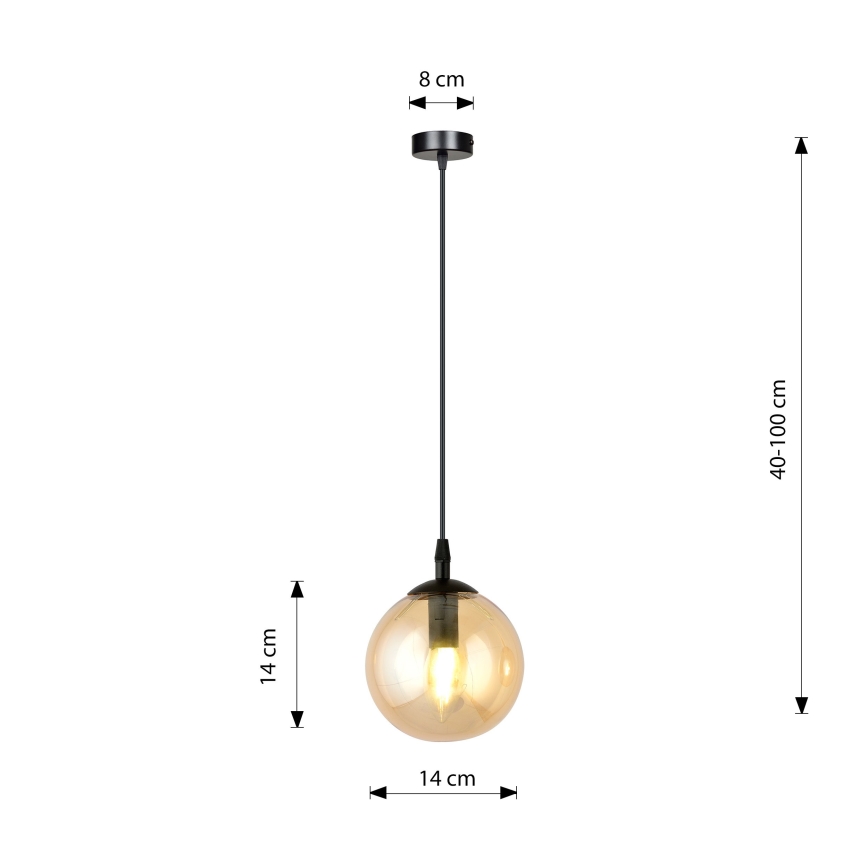 Chandelier on a string COSMO 1xE14/10W/230V d. 14 cm black/beige