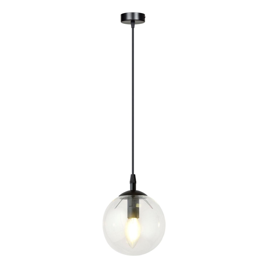 Chandelier on a string COSMO 1xE14/10W/230V d. 14 cm black/clear