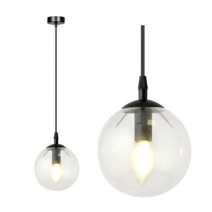 Chandelier on a string COSMO 1xE14/10W/230V d. 14 cm black/clear