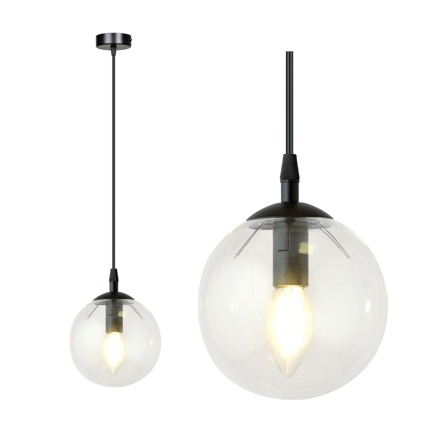 Chandelier on a string COSMO 1xE14/10W/230V d. 14 cm black/clear