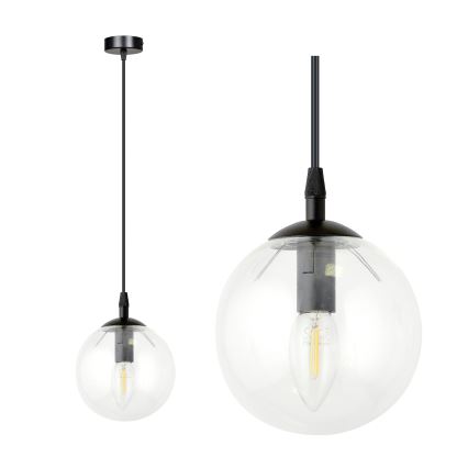 Chandelier on a string COSMO 1xE14/10W/230V d. 14 cm black/clear
