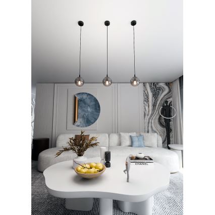 Chandelier on a string COSMO 1xE14/10W/230V d. 14 cm black/grey