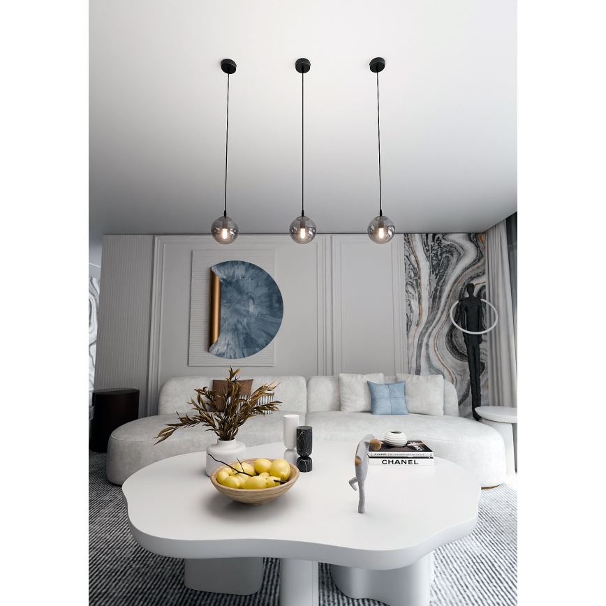 Chandelier on a string COSMO 1xE14/10W/230V d. 14 cm black/grey