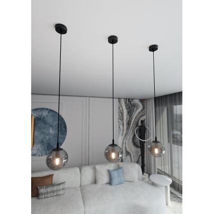 Chandelier on a string COSMO 1xE14/10W/230V d. 14 cm black/grey