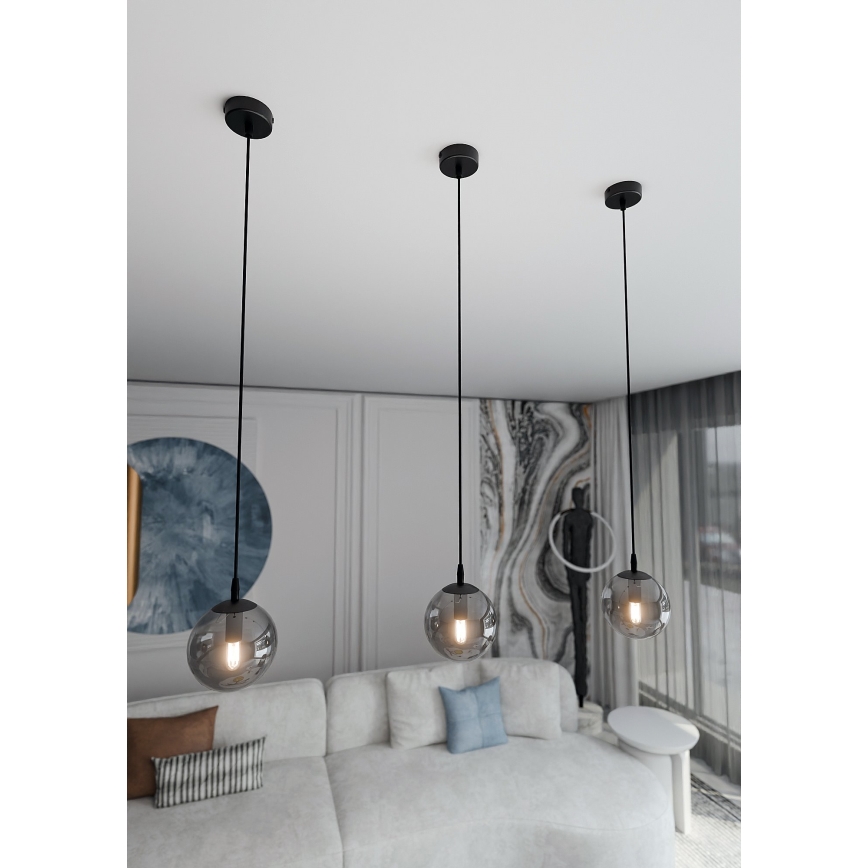 Chandelier on a string COSMO 1xE14/10W/230V d. 14 cm black/grey