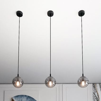 Chandelier on a string COSMO 1xE14/10W/230V d. 14 cm black/grey