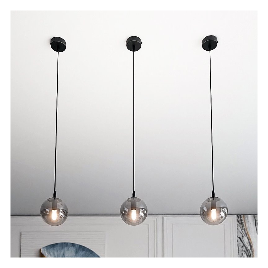 Chandelier on a string COSMO 1xE14/10W/230V d. 14 cm black/grey
