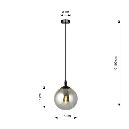 Chandelier on a string COSMO 1xE14/10W/230V d. 14 cm black/grey