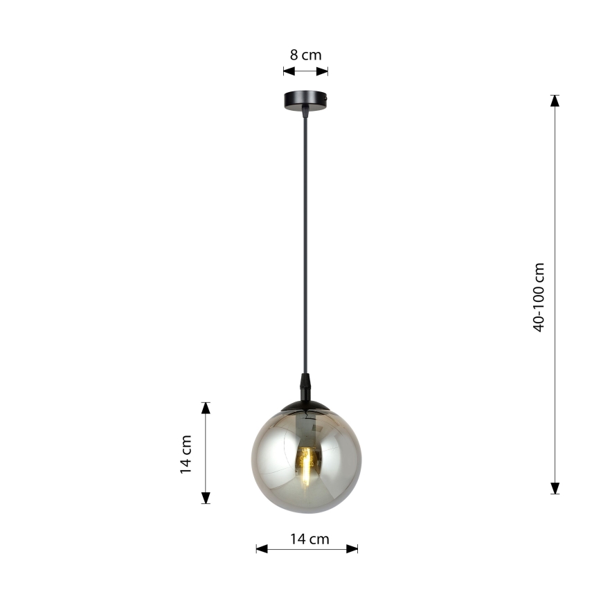 Chandelier on a string COSMO 1xE14/10W/230V d. 14 cm black/grey
