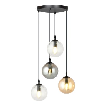 Chandelier on a string COSMO 4xE14/10W/230V d. 40 cm black/grey/beige/clear