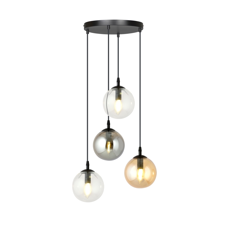 Chandelier on a string COSMO 4xE14/10W/230V d. 40 cm black/grey/beige/clear