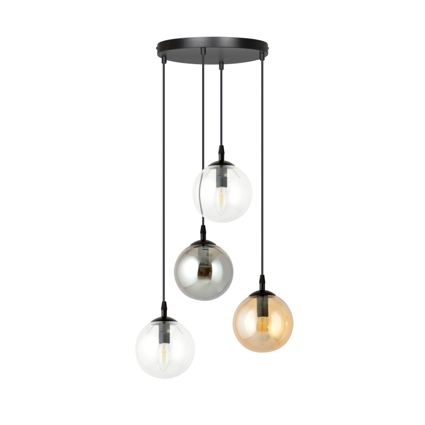 Chandelier on a string COSMO 4xE14/10W/230V d. 40 cm black/grey/beige/clear
