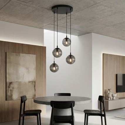 Chandelier on a string COSMO 4xE14/10W/230V d. 40 cm black/grey