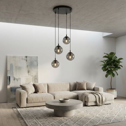 Chandelier on a string COSMO 4xE14/10W/230V d. 40 cm black/grey