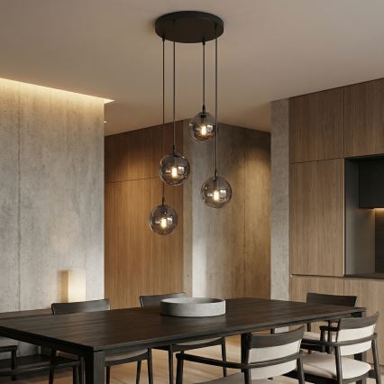 Chandelier on a string COSMO 4xE14/10W/230V d. 40 cm black/grey