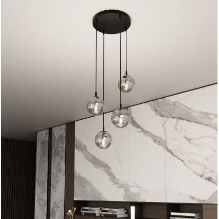 Chandelier on a string COSMO 4xE14/10W/230V d. 40 cm black/grey