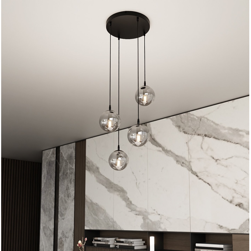 Chandelier on a string COSMO 4xE14/10W/230V d. 40 cm black/grey