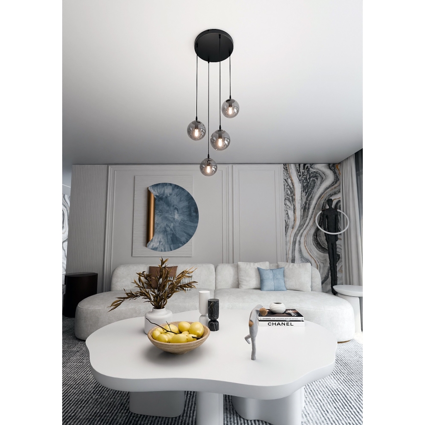 Chandelier on a string COSMO 4xE14/10W/230V d. 40 cm black/grey