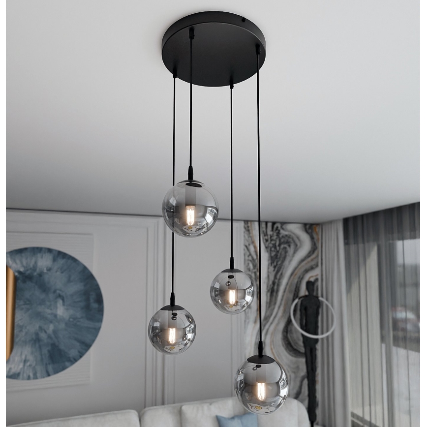 Chandelier on a string COSMO 4xE14/10W/230V d. 40 cm black/grey