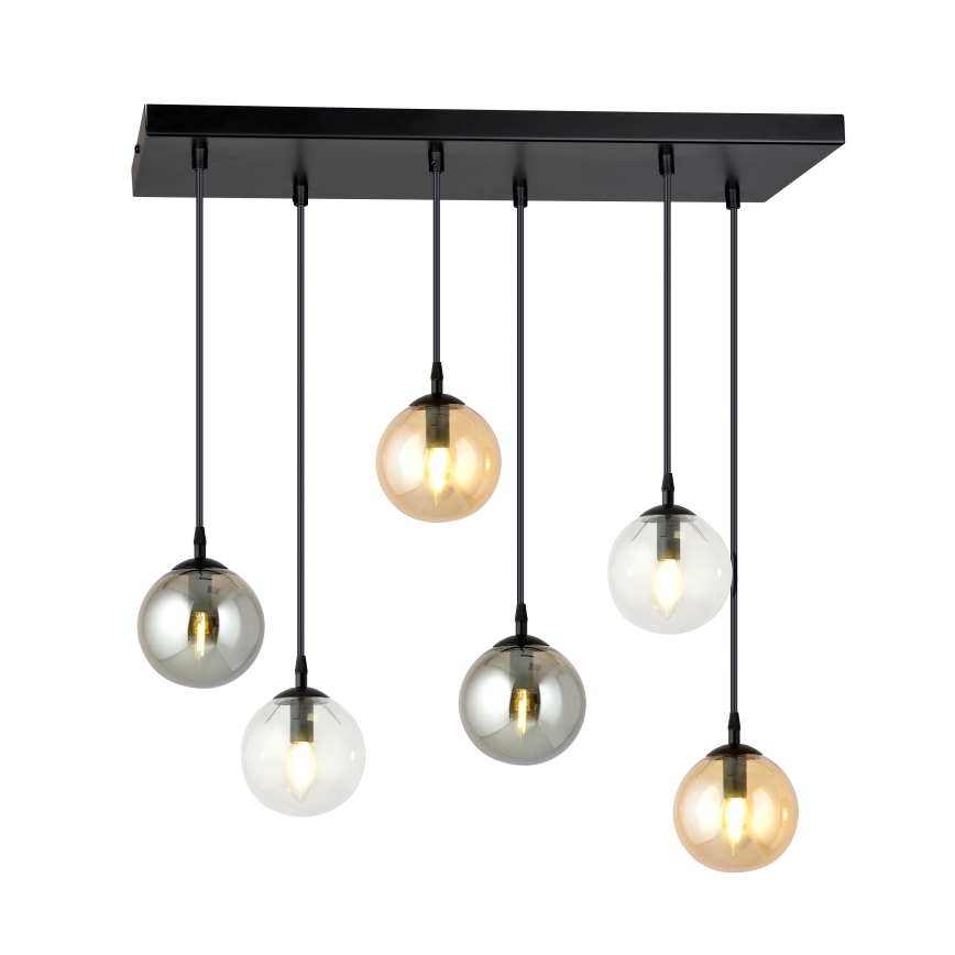 Chandelier on a string COSMO 6xE14/10W/230V black/grey/beige/clear