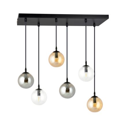 Chandelier on a string COSMO 6xE14/10W/230V black/grey/beige/clear