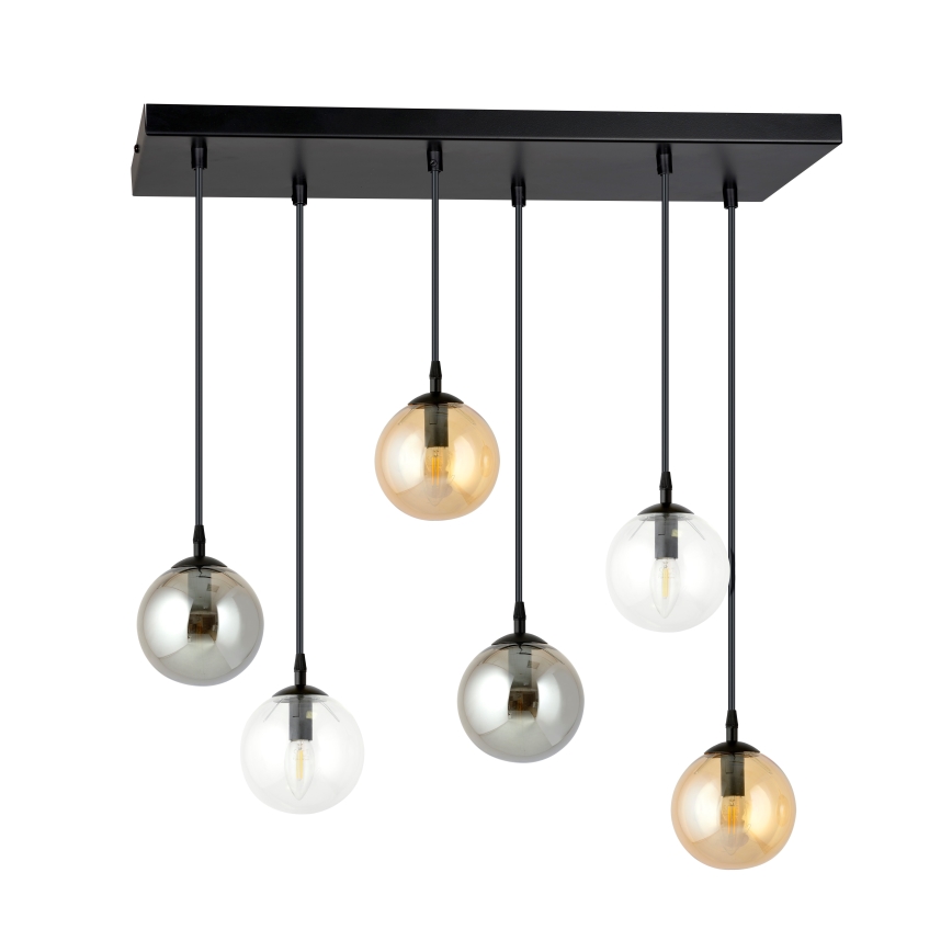 Chandelier on a string COSMO 6xE14/10W/230V black/grey/beige/clear
