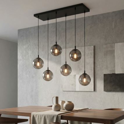 Chandelier on a string COSMO 6xE14/10W/230V black/grey