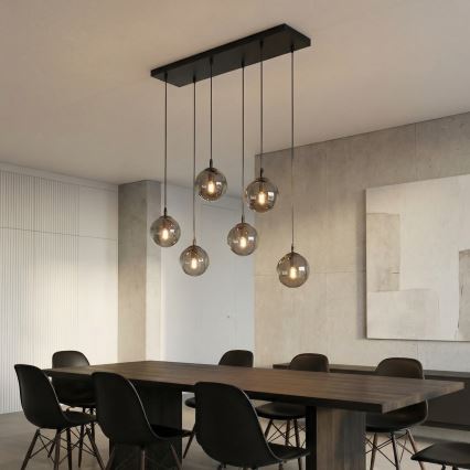 Chandelier on a string COSMO 6xE14/10W/230V black/grey