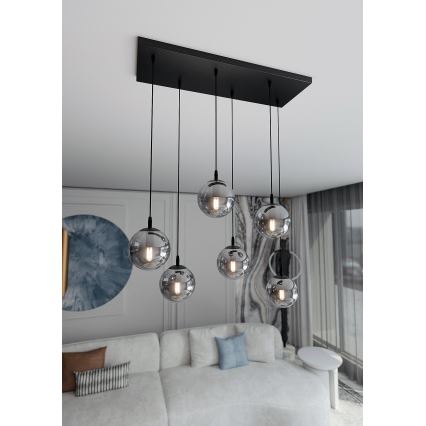Chandelier on a string COSMO 6xE14/10W/230V black/grey