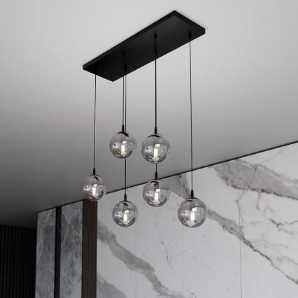 Chandelier on a string COSMO 6xE14/10W/230V black/grey