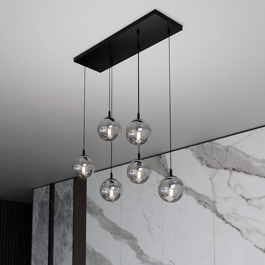 Chandelier on a string COSMO 6xE14/10W/230V black/grey