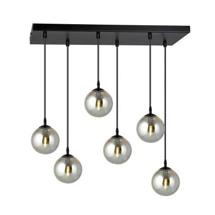 Chandelier on a string COSMO 6xE14/10W/230V black/grey
