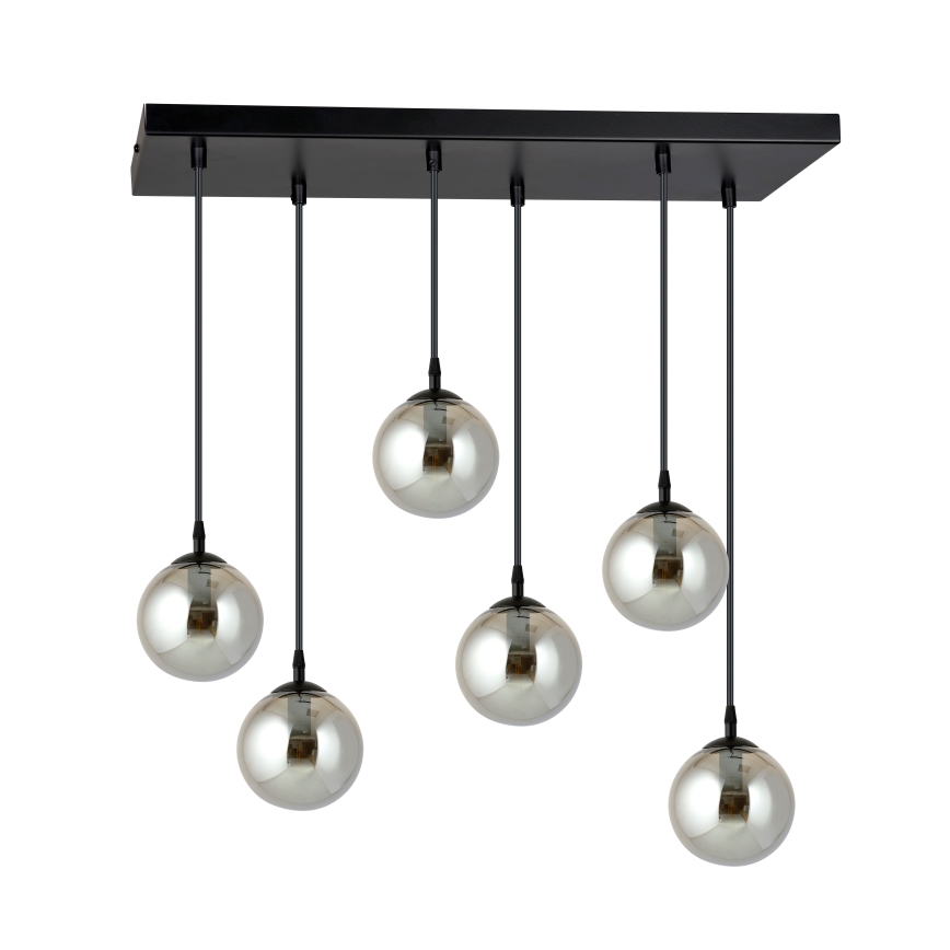 Chandelier on a string COSMO 6xE14/10W/230V black/grey