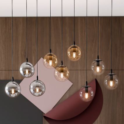 Chandelier on a string COSMO 9xE14/10W/230V black/grey/beige/clear